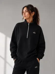 Alo Yoga Accolade 1/4 Zip Pullover Athletic Black