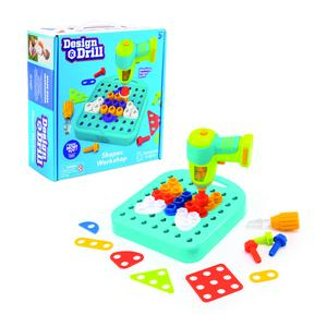 Educational Insights Design & Drill Shapes Workshop, 73 Pieces with Electric Toy Drill, STEM Toy, Gift for Kids Ages 3+