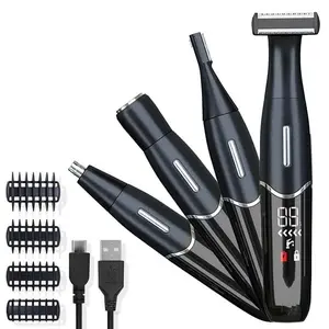 All-In-One Personal Grooming Trimmer for Men & Women, 4 Interchangeable Heads, Cordless & Portable, Battery Powered Trimmer, Full-Body Hair Removal
