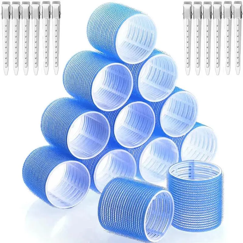 Heatless Curls Roller Set, 12 Pack Large 2.5" Self-Grip Curlers for Volume & Bounce - No-Damage Styling Tool Kit with Clips & Comb for Long, Thick Hair, Haircare, Beauty Products