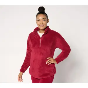 Quacker Factory Cozy Season Sherpa Fleece Half-Zip Top