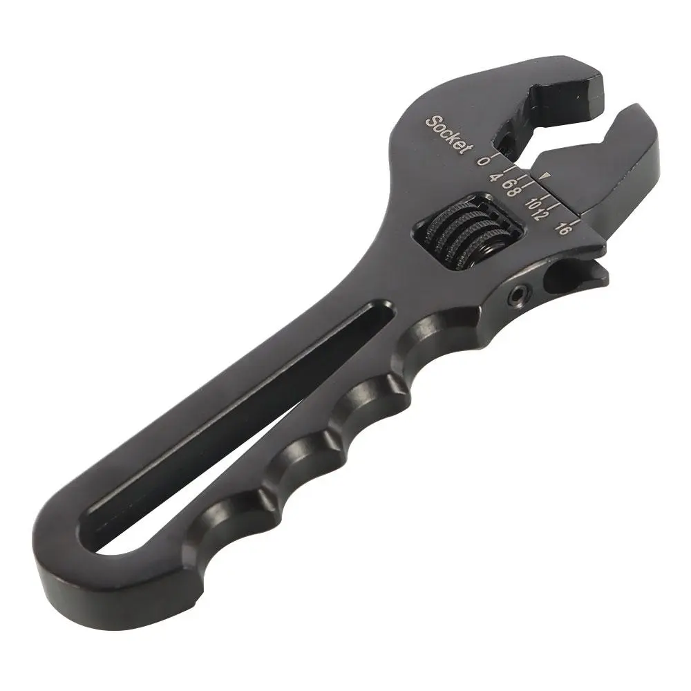 Self-Locking Adjustable AN Fitting Wrench Set, 3AN-16AN Sizes, Lightweight Aluminum Construction, Black Hand Tool for Hose Ends & Fitting Adapters, Father's Day Gift
