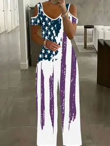 Women's Printed Casual One-Piece Overalls Long Pants, Sleeveless Design, Comfortable Fit, Perfect for Daily Wear, Stylish and Practical