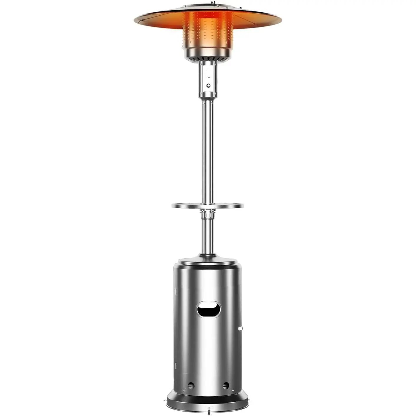GARVEE 48,000 BTU Outdoor Patio Heater with Round Table Design,Double-Layer Stainless Steel Burner and Wheels Propane Heaters for Party, Backyard, Garden,Gray