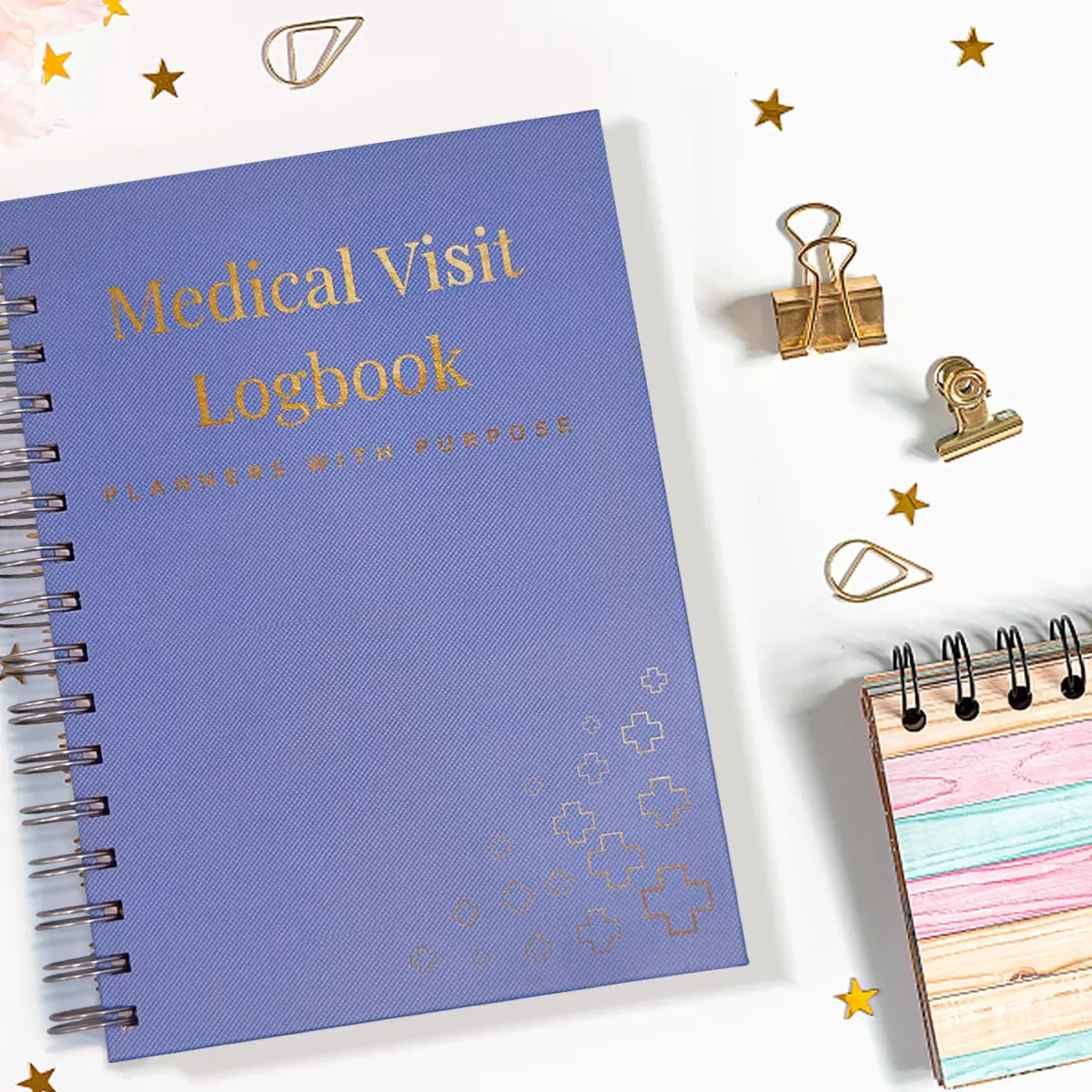 Spiral-Bound A5 Medical Visit Logbook - Office Stationery Organiser, Comprehensive Health Management Tool with Symptom Tracking, Medication Logs, Medical History, Storage Pockets for Chronic Illness Management Health Logs & Tracking Tools