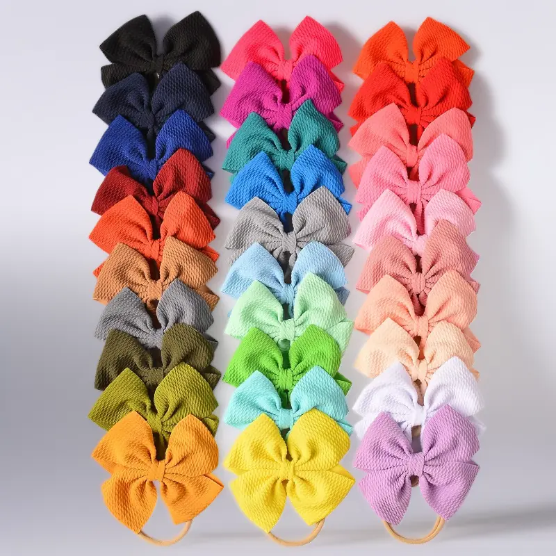 30 PCS Big Bows Baby Nylon Headbands, Soft Hairbands Hair Bows for Baby Girls, Newborn Infant Toddler Hair Accessories
