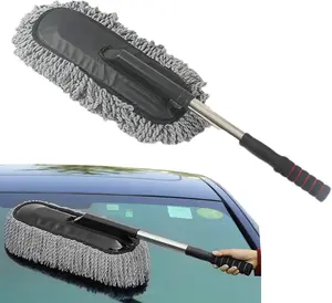 Car Duster Exterior Scratch Free Microfiber Car Cleaning Brush, Extendable Handle Pollen and Dust Brush for Truck, SUV, Vehicles and Home Cleaning