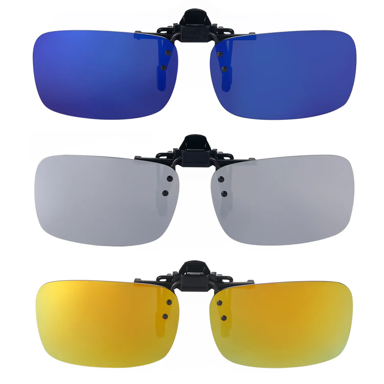 OIDEA 3-Pack UV400 Polarized Clip-On Sunglass Replacement Lenses, Clip-Mounted Overglasses for Prescription-Compatible Men’s UV-Blocking Sunglasses, Clip-Mounted Men's Sunglasses, Overglasses Men's Sunglasses