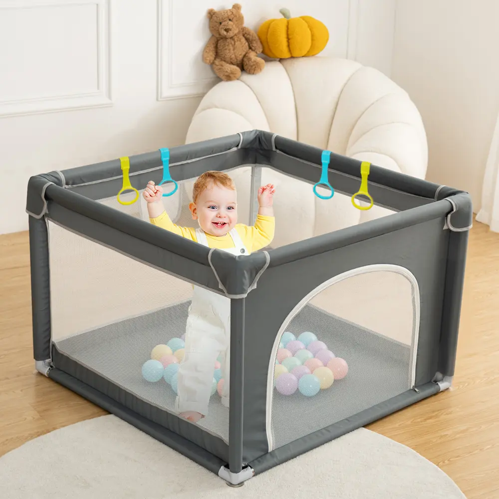 Caveen Baby Playpen, 36x36x26 inch, Small Baby Play Pens, Portable Soft Mesh Sturdy Pipe Ample Space for abies and Toddler, Full Mesh Design, Indoor & Outdoor Kids Activity Center, Dark Grey, dealsforyou, summerwins, restock, dealsforyoudays, DFYD