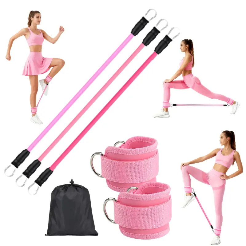 Women's 6-Piece Ankle Strap & Resistant Bands Kit - 3-Level Tubes for Lower Body Workout, Athletic Training Resistance Bands, Portable Home Gym Accessory with Carry Bag, Portable Workout Accessory, Working Out Equipment, Glute Growth, Kickbacks To Hip Tra
