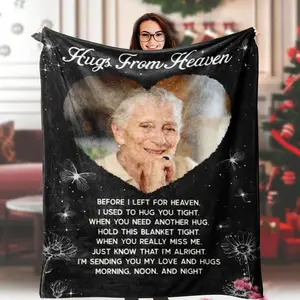 1 Piece Custom Photo Personalized Blanket, Mourning Gift Souvenir, Commemorative Loved One Gift, Sympathy Gift, Blanket Suitable for Family Members, Grandparents, Mom, Dad, Brothers, Sisters, Soft and Warm Flannel Blanket, Local Warehouse