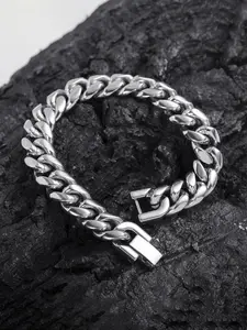 Men's Shiny Silver Miami Cuban Link Chain Bracelet, Premium Stainless Steel, High Polished, 6/7/8/9 Inch Length, Thick Heavy & Solid Design with Unique Exquisite Clasp, Perfect Gift, High Quality Bracelet