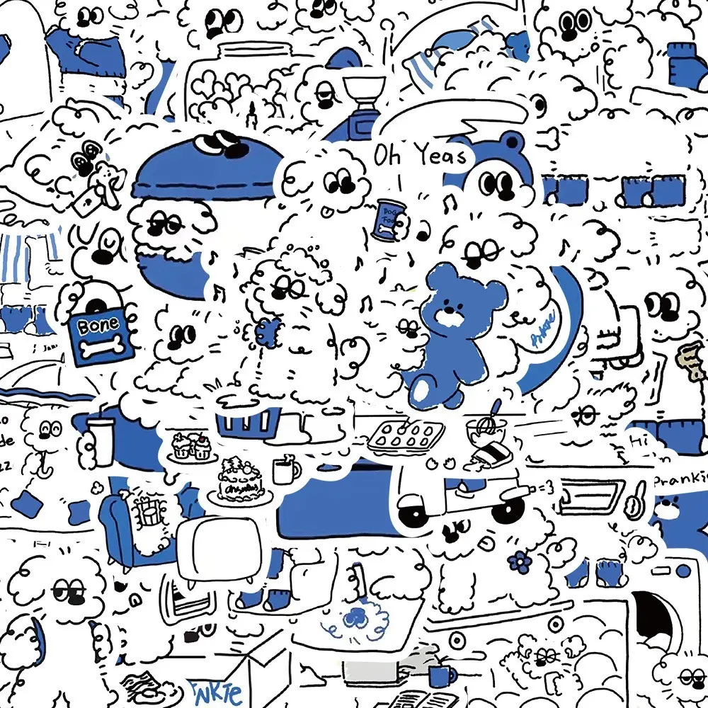 65 Pcs Cute Cartoon Naughty Puppy Waterproof Stickers - DIY Decals for Phone Case, Journal, Laptop & iPad Decoration