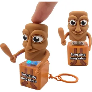 Keyboard Clicker Fidget Keychain with Sound and LED Light Tralalero Tralala Shark Tung Tung Tung Sahur Ballerina Capuchina Stress Relief Toy for Adults
