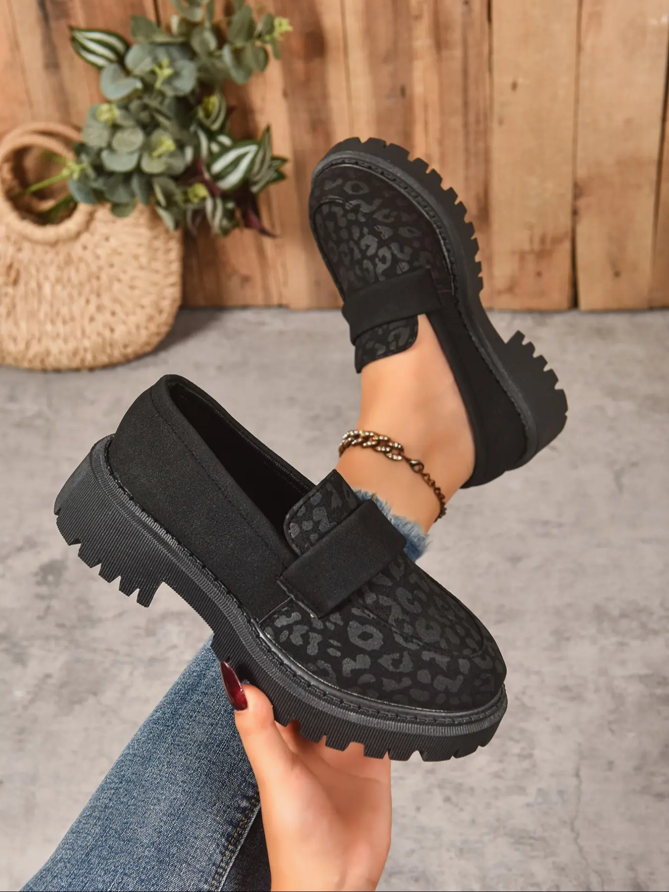 Women's Thick Sole Chunky Heel Loafers, Fashion British Style Slip-On Shoes, Summer Shoes, Versatile Single Shoe for Casual & Work Wear, Flatform, Rubber, Platform, Summer Footwear Shoe