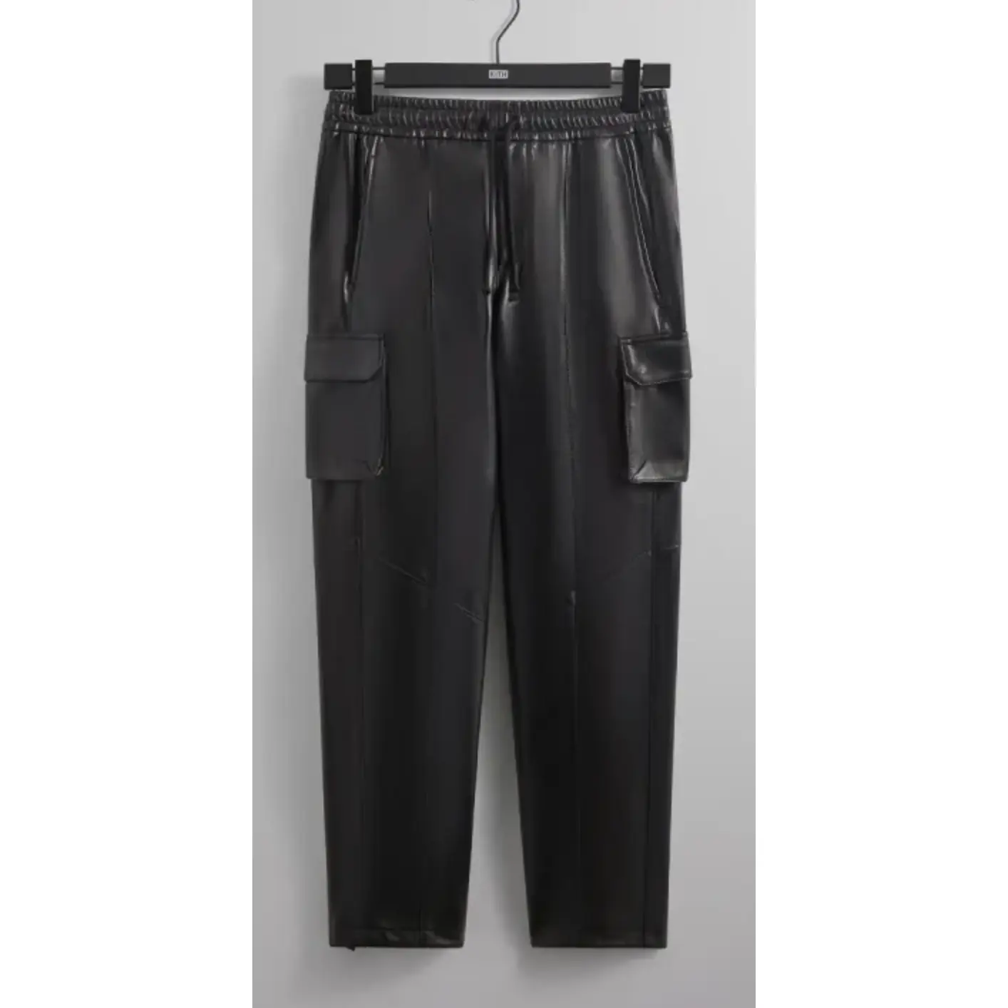 KITH Men's Leather Sennet II Black Cargo Pants - Size Medium