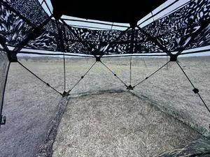 Stickman Camo Yucca Hunting Blind Pop-Up - See-Through Fabric Silent Sliding Windows Zip-Up Skylight Rock-Solid Stability Durable Pole Hubs