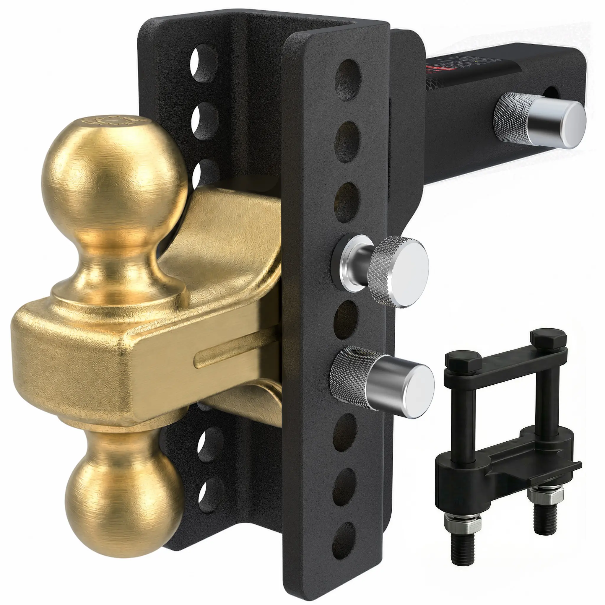 TYT 2"Receiver Adjustable Truck Trailer Hitch, 6" Drop/Rise Tow Hitch with Dual Balls (2" & 2-5/16"), Compatible with Heavy-Duty Trailer Systems up to 22,000 lbs