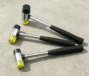 Double-Headed Rubber & Leather Hammer - Soft Touch Grip (25mm Plastic Coated) for Precision DIY Tasks