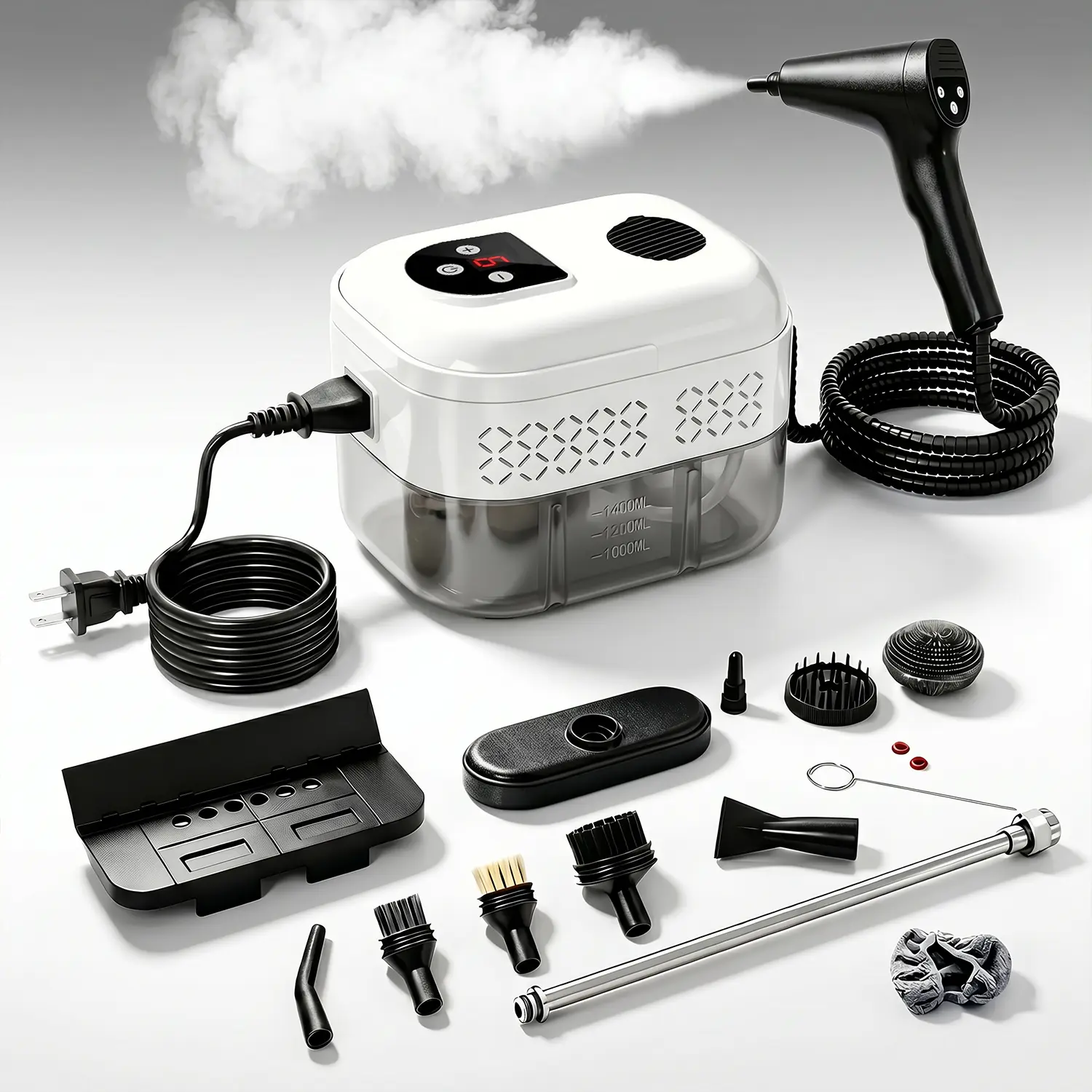Handheld electric steam cleaner, suitable for cleaning tile grout, grease, ovens and sofas, multi-functional steam cleaner with extension rod. Corded Cleaning Tool with 14Accessories
