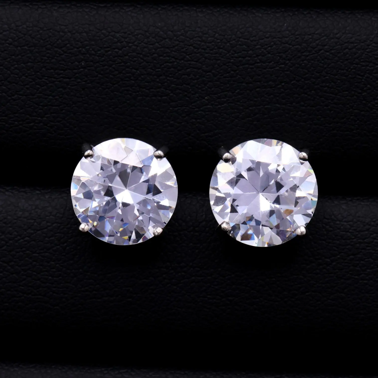 9mm Round Cut Stud Earrings - 925 Silver