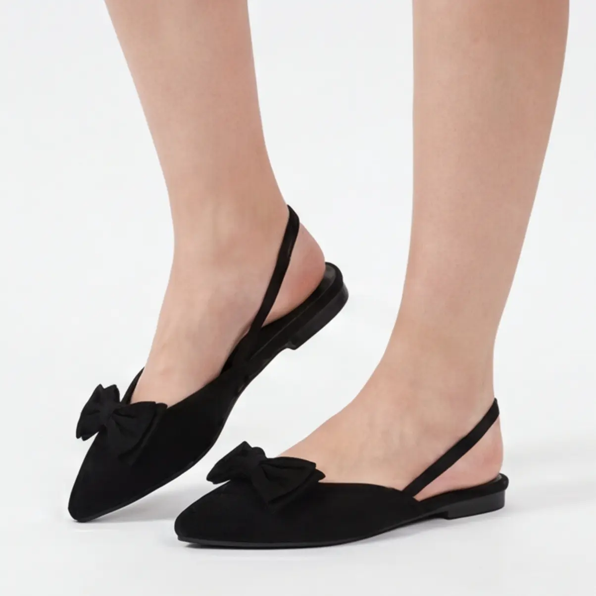 Women's Classic Pointed Toe Slingbacks - Lightweight Suede Polyester Shoes for Daily Wear