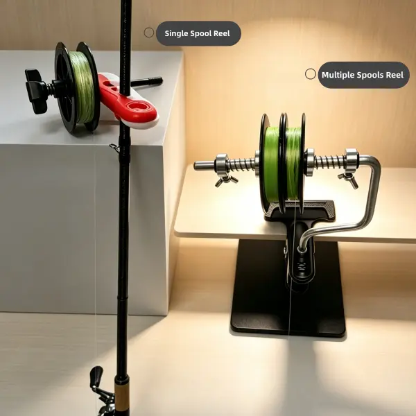 2 Models Combo Set Fishing Line Spooler - Portable Table Mounted Reel Spooler for Spinning & Baitcasting Reels Adjustable to Fit Multiple Size Line Spools Indoor & Outdoor Use