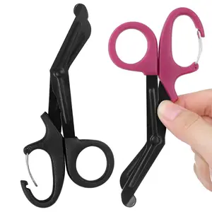 2 Pack Trauma Shears, 5.8 Inch Stainless Steel Medical Scissors, Bandage Scissors with Carabiner, Nursing Scissors Surgical Scissors for Nurses, Doctors, Nursing Students, EMT and EMS(Black+Burgundy)Quesear