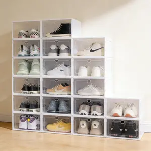 12/24 packs removable stacking storage shoe cabinet transparent shoe box novice can easily install Dustproof Stackable