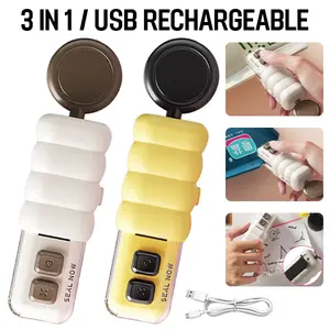 3 in 1 Portable Handheld Heat Sealer with Cutter,Bottle Opener&Magnetic Design,Mini USB Rechargeable for Chip Bags,Snacks,Food Storage,Kitchen Gadget