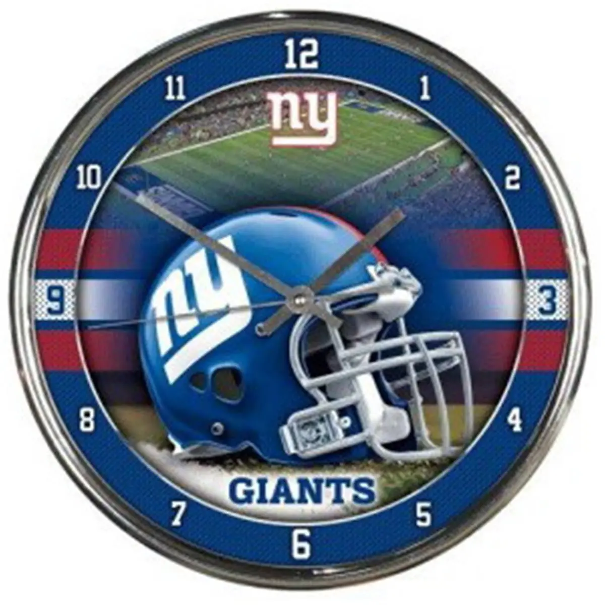 212 MAIN 12" Round Chrome Frame Metal Wall Clock - Chrome Finish, Metal Hands, Retro Design, Sports Collectibles Accessory for Fan Cave, Decor