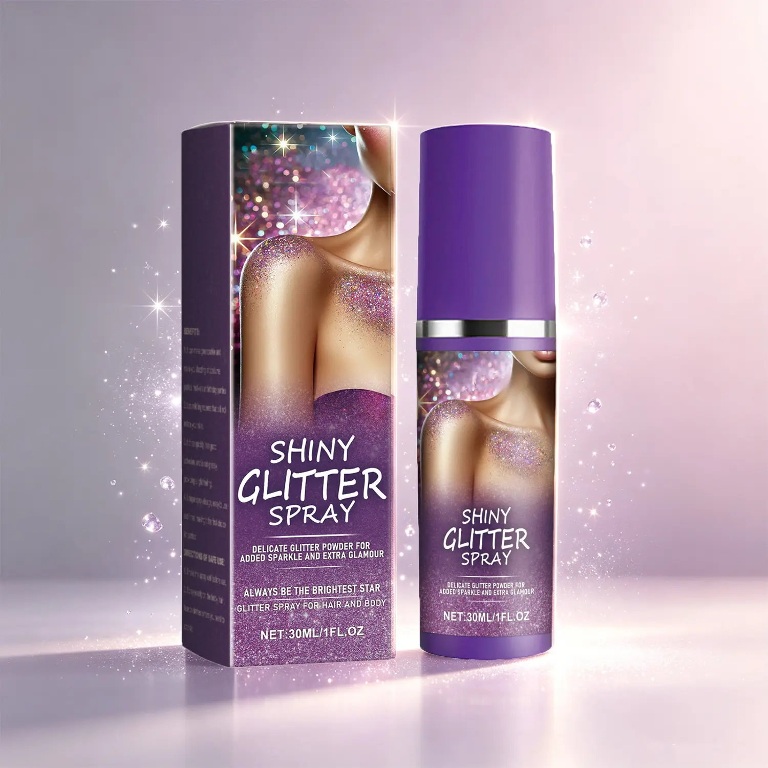 Dazzling Star Glitter Spray – Waterproof Shimmer Mist for Body Collarbone Arms, Diamond Shine Long-Wear Glow, Perfect for Club Party Rave Nights