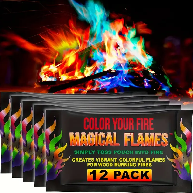 Magical Flames 24-Pack: Rainbow Fire Color Changing Packets for Fire Pit & Winter Camping - Long Lasting Fireplace Accessories, Perfect Camping Gift | Aesthetic Fire | Party Gifts