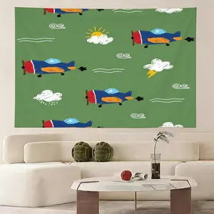A Dormitory Bedroom Wall Hanging with a Repeated Airplane Pattern, Suitable for Store Backgrounds, Offices, Headboards, And Sofa Wall Decorations, 2D And Non-Electric