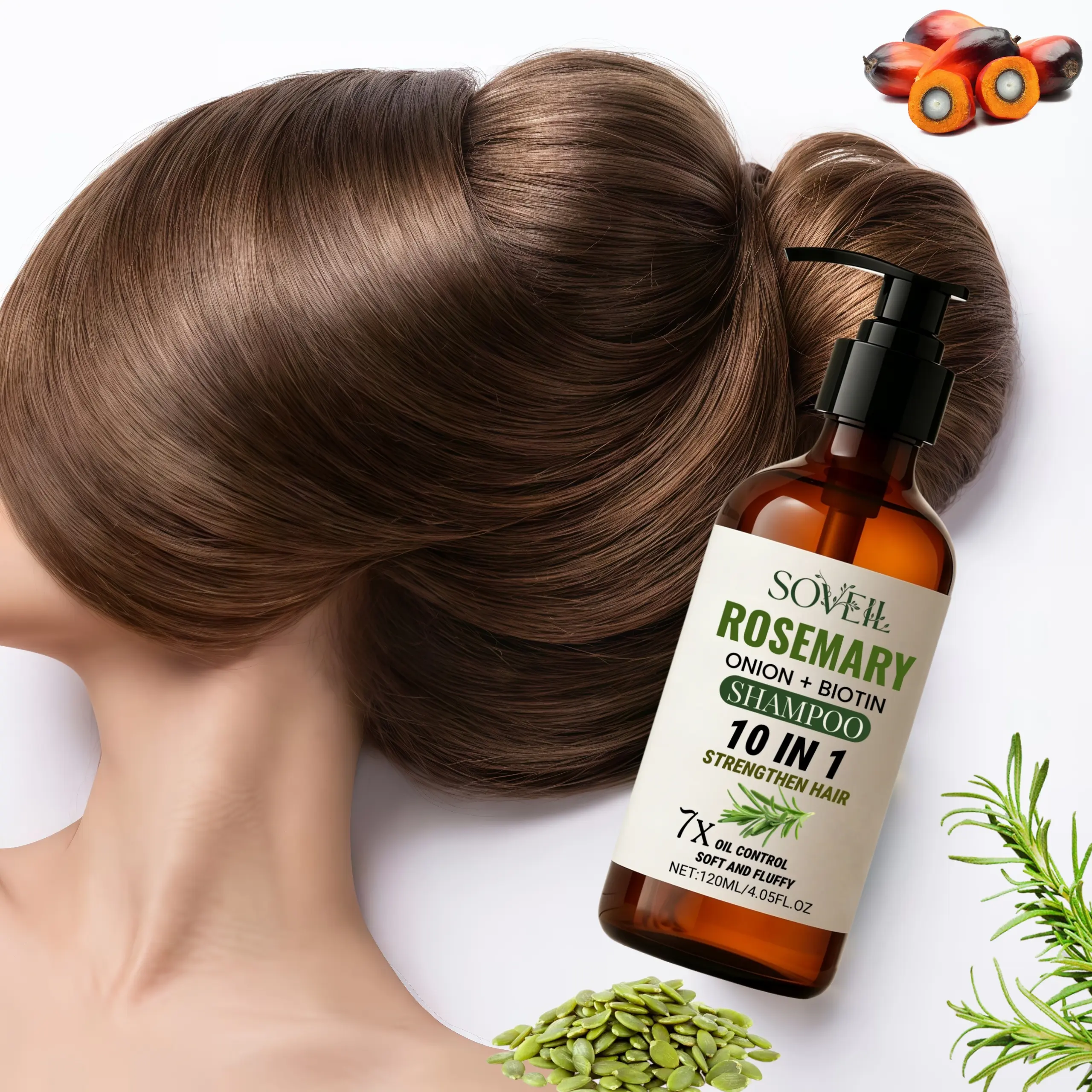 4.06oz Rosemary 10-in-1 Strengthening Shampoo, Onion, Batana Oil, Pumpkin Seed Oil, Biotin, NOURISHES &, Reasonable, Cleanses Loose Scalp Debris, Volume Fortify, Revitalizes Hair/hair's Beauty, The Lookor The Signs Of Aging