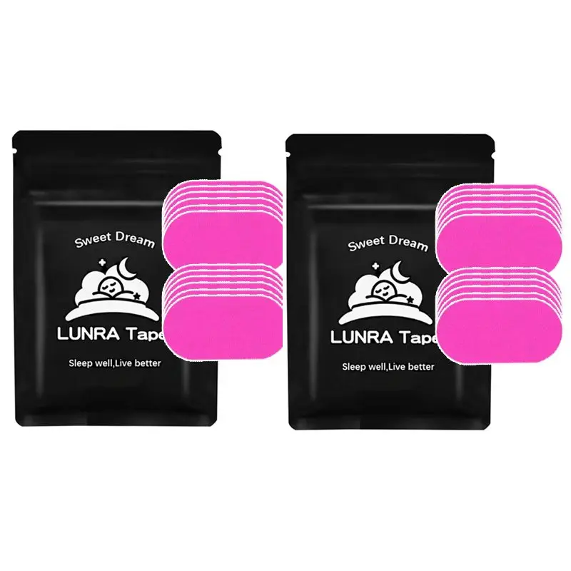 Lunra Breathable Mouth Tape, Gentle Adhesion Micropore Cotton Strips for Sleep & Sports, Hypoallergenic Anti-Snoring Aid, Black, 30-Strip Supply, Mouth Sleep Tape