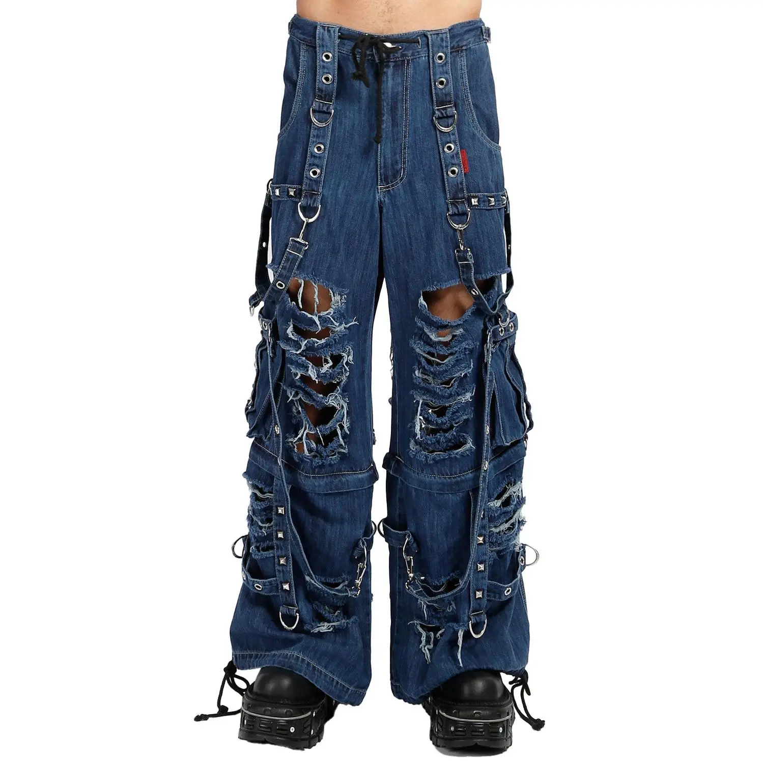 Tripp NYC Denim Strap Shredder Pants [BLUE DENIM]