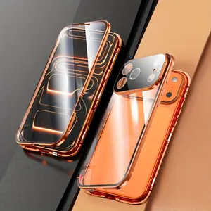 The Latest 17 Pro Max Case Offers 360 °   All-Around Protection with a Metal Magnetic Anti-Peep Double-Sided Glass Buckle, Suitable for Iphone 16 Pro Max, 12, 13, 14, 15, And 16 Pro Max with a Collision-Resistant Frame.