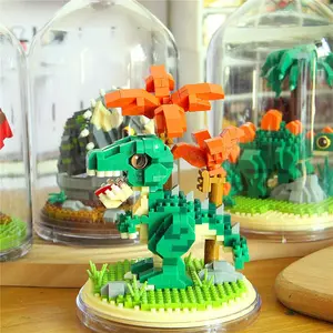 DIY Dinosaur Model Building Blocks Toy, 1 Set Dinosaur Model Ornament, Building Blocks Toy for Kids, Creative Desktop Decoration