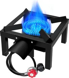 High Pressure Single Propane Burner - Outdoor Cooking with Heat Shield and Guard – Propane Burner Head for Camping, Tailgating, Seafood Boil, Home Brewing - Patent Pending