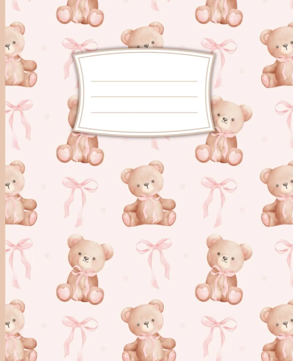 Super Cute Preppy Aesthetic Composition Notebook With Pink Bows & Teddy Bears: Wide Ruled Journal for Girls, Kids, Teens; Y2K Cool Girly School Supply
