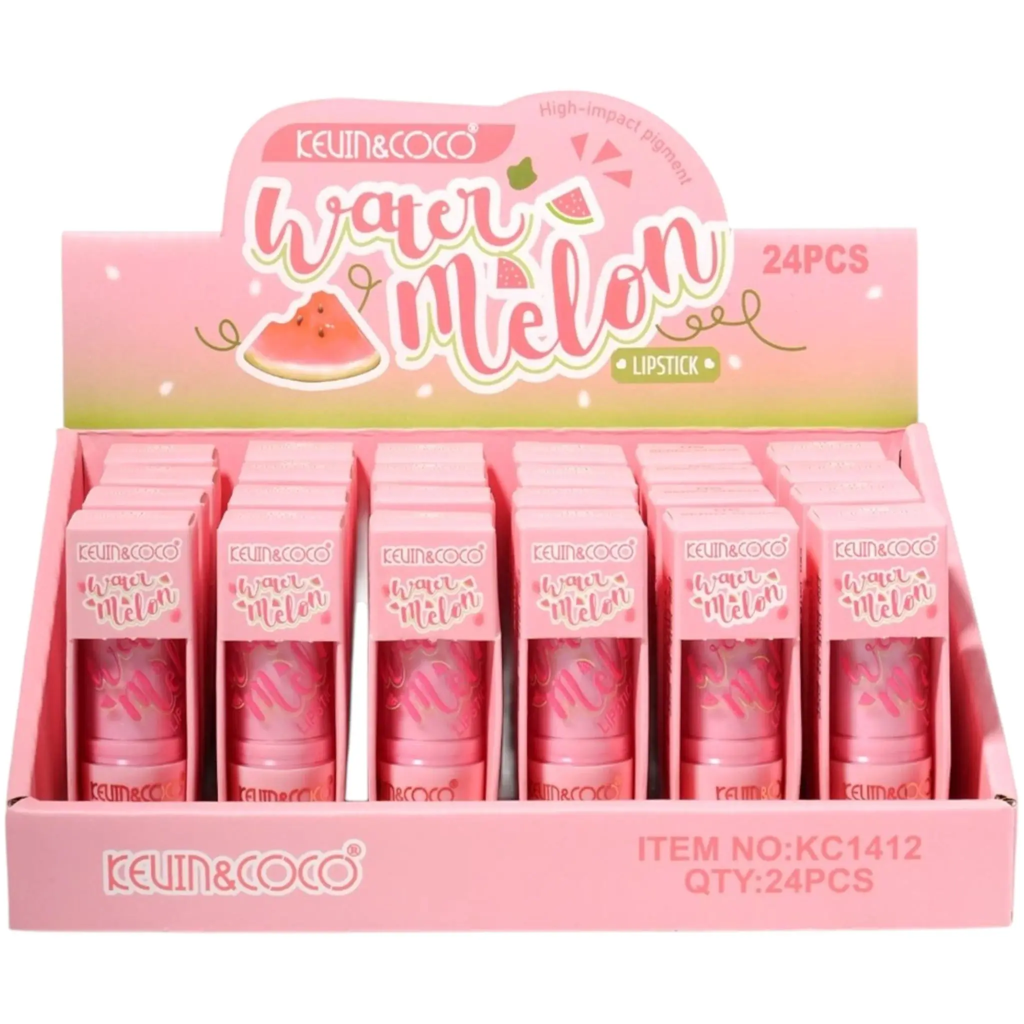Kevin & Coco Watermelon Lipstick - Wholesale Display 24 Units (KC1412)