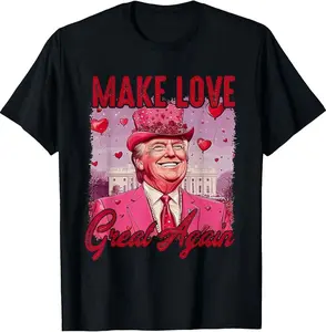 Trump Pink Valentine Make Love Great Again Valentines Day T-Shirt