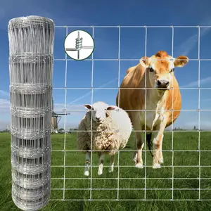 Farm Fence, 4ft x 328ft Galvanized Wire Fencing, Goat, Sheep & Deer, Durable Chain Link Fence, Heavy Zinc Coating Wire Used to Hog Goat Fencing for Yard Garden and Field