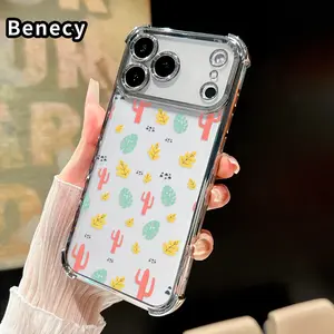 Phone Case for iPhone 17 Pro Max 16 15 Plus Air 14 13 12 11 E Desert Leaf Symphony Pattern Electroplating Transparent Silicone Drop-proof Protective Cover