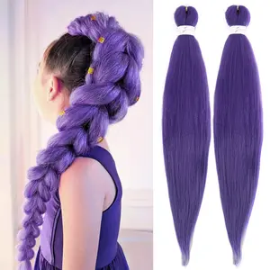 Long Purple Braiding Hair 24inch Pre Stretched Synthetic Braiding hair Extensions for Braids, Purple Hair Extensions for Stage Party Halloween Costume Cosplay,summervibes