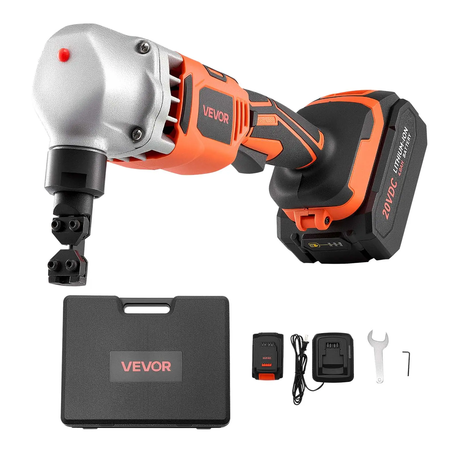 VEVOR 18V Cordless Lithium-Ion Battery Power Nibbler, 4000mAh High-Performance Batteries, 1200RPM Brushless Motor Metal Cutting Tool with Punch Rod & Plastic Carrying Case, Father's Day Gift for Stainless Steel, Aluminum Sheets, DIY Projects, Durable
