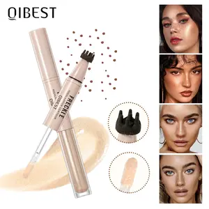 QIBEST New Double-headed freckles fine flash Face Highlight multi use highlighter grooming long-lasting natural multi-purpose double-headed freckles makeup