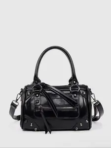 Vintage Motorcycle Bag Mini Crossbody Shoulder Bag, Tassel Rivet Decoration, Fashionable Versatile Small Bag for Daily Commute Shopping Meetings