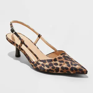 Women's Annette Satin Slingback Heels with Memory Foam Insole - A New Day Light Brown 6.5